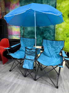🏕️⛱️ SET DE CAMPING 4 EN 1 – MESA + 2 SILLAS + SOMBRILLA