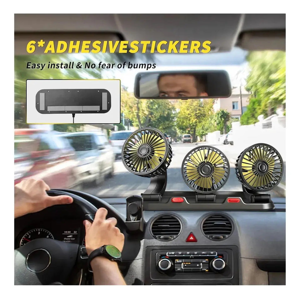 🚗❄️ VENTILADOR TRIPLE PARA CARRO DE 12V