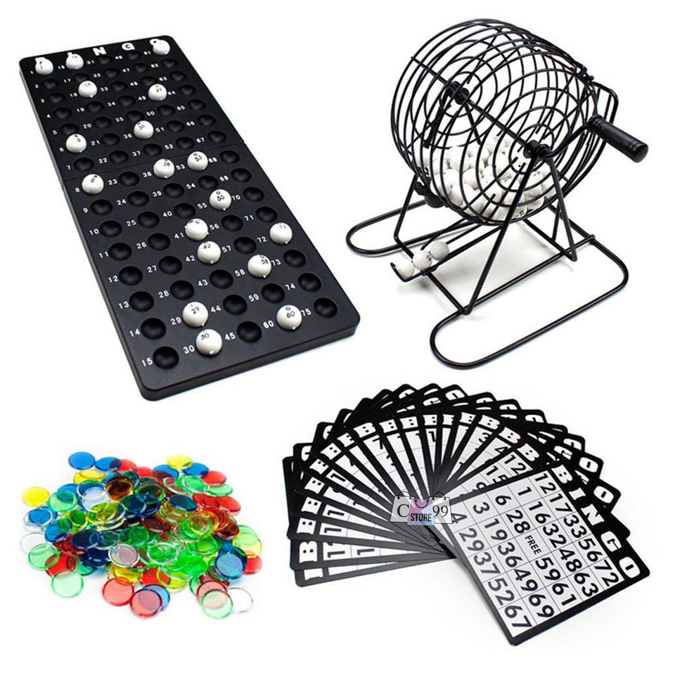 KIT DE BINGO FAMILIAR CON BALOTERA DE METAL – 75 BALOTAS