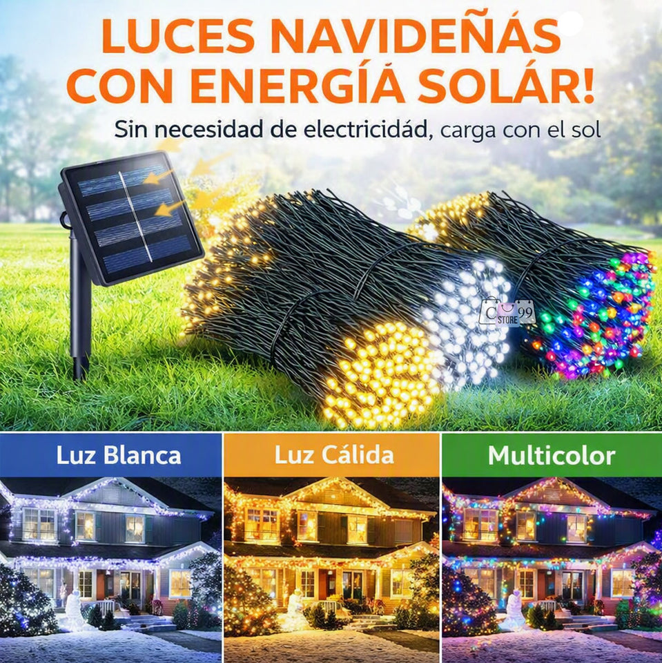 🎄✨ LUCES LINEALES SOLARES CON 200 BOMBILLAS LED