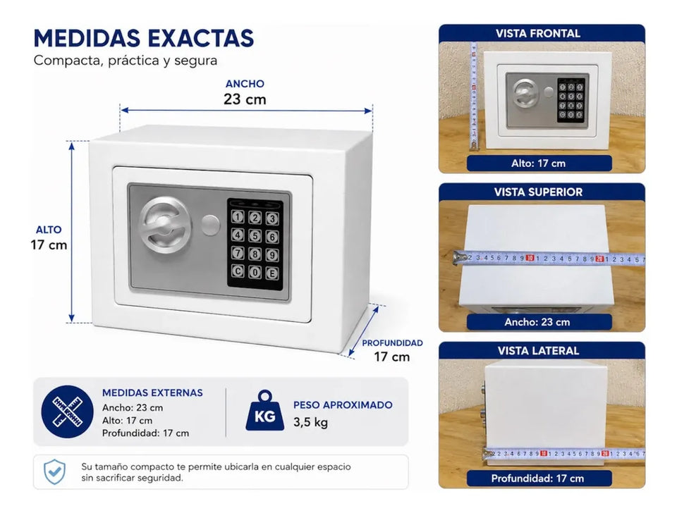 🔐💰 CAJA FUERTE DIGITAL DE SEGURIDAD 23 × 17 × 17 CM
