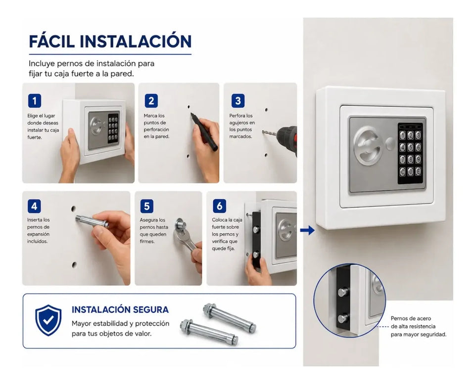 🔐💰 CAJA FUERTE DIGITAL DE SEGURIDAD 23 × 17 × 17 CM