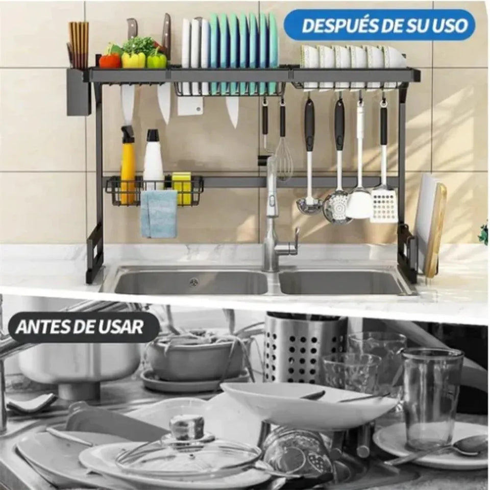 🍽️✨ ESCURRIDOR DE LOZA TODO EN 1 – ORGANIZADOR DE PLATOS