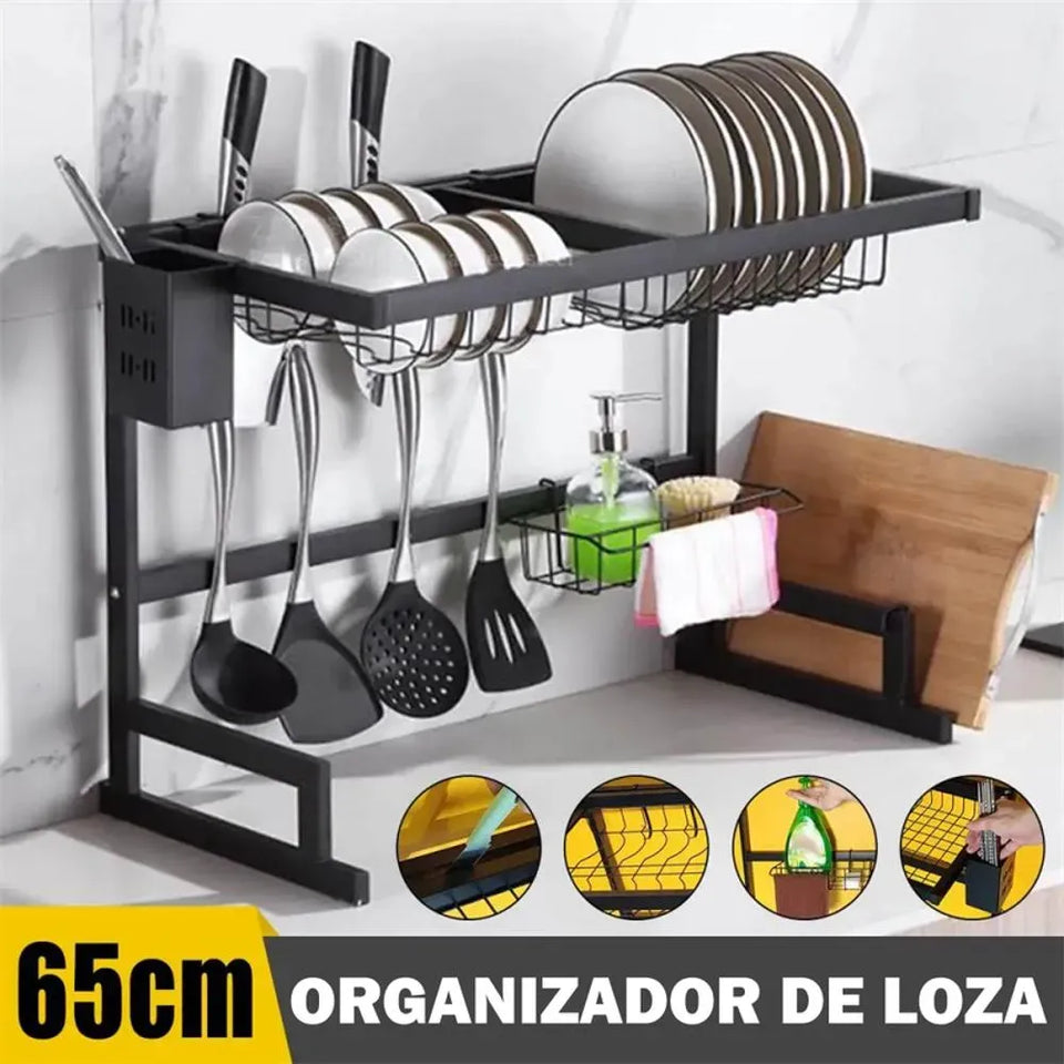 🍽️✨ ESCURRIDOR DE LOZA TODO EN 1 – ORGANIZADOR DE PLATOS